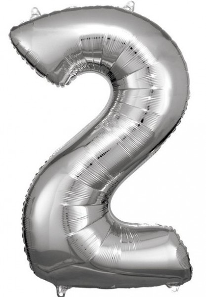 Silberner Zahl 2 Folienballon 86cm