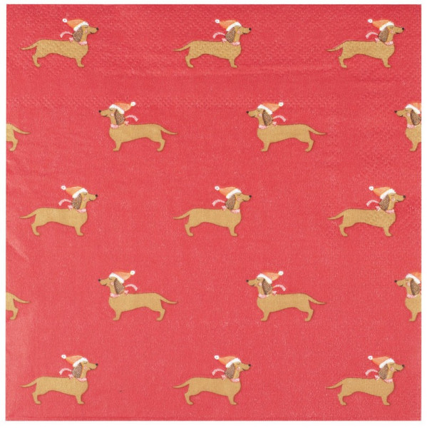 16 Sausage Dog Weihnachtsserviette 16cm