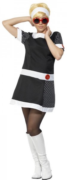 60er Jahre Damen Outfit Schwarz Weiß