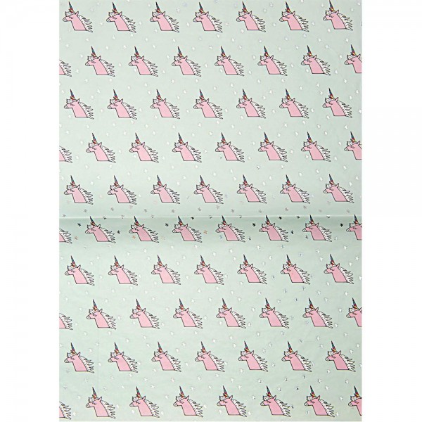 Paper Patch Papierbogen Einhorn türkis 30x42cm