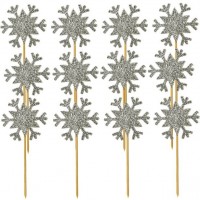 12 Schneeflocken Tortendeko Spieße