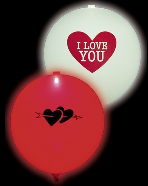 5 Shining Love LED Luftballons 23cm