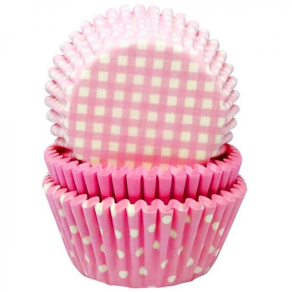 75 Rosa Muffinförmchen mit Muster