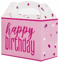 6 pinke Partyboxen Pünktchen Geburtstag