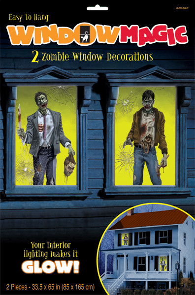 2 Zombie Town Fensterbilder 85cm x 1,65m