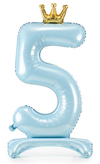 Babyblue Zahl 5 stehender Folienballon