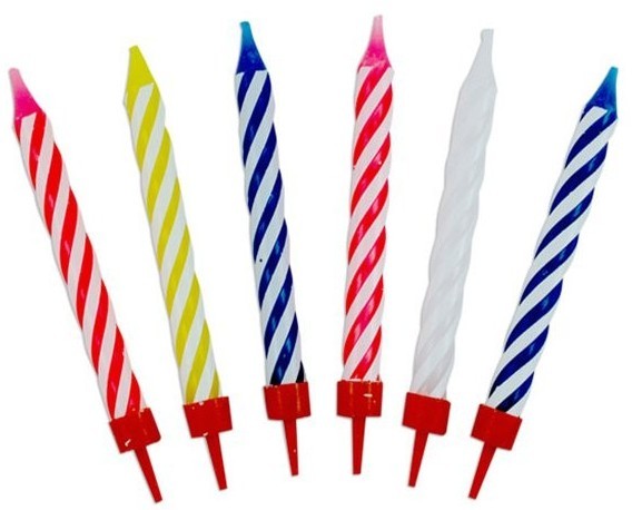 12 bunte Spiral Geburtstagskerzen