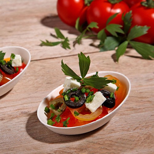 50 Ovale Zuckerrohr Fingerfood Schalen weiß