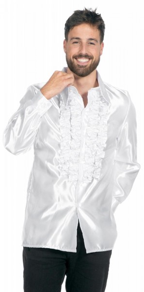 Satin Rüschenhemd für Herren weiß