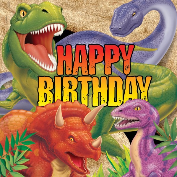 16 Höhlen Dino Birthday Servietten 33cm