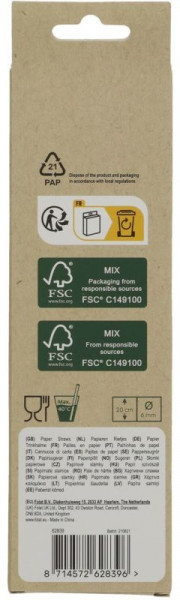 20 Bunte Eco Papierstrohhalme 20cm 3