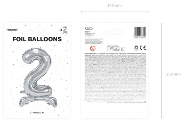 Silver 2 stehender Folienballon 70cm 3