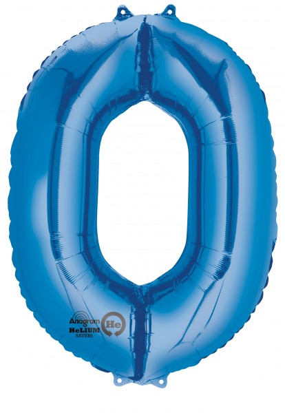 Zahlenballon 0 Blau 88cm