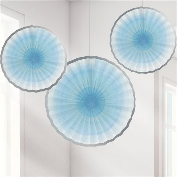 3 Little Blue Star Papierrosetten