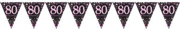 Pink 80th Birthday Wimpelkette 4m