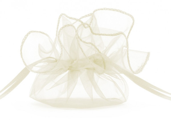 10 Cremefarbene Organza Beutel Harmony 25cm