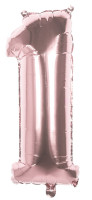 Roségoldener Zahl 1 Folienballon 86cm