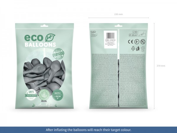 100 Eco Pastell Ballons grau 26cm 2
