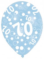 Vorschau: 6 bunte Luftballons 70.Geburtstag 27,5cm