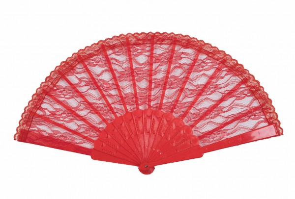 Eleganter Fächer Rubina Mit Spitze Rot