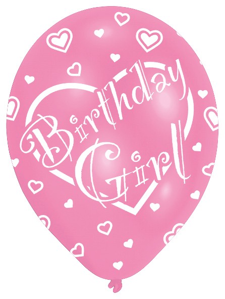 6 Lovely Birthday Girl Luftballons 27,5 cm 2