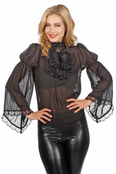 Barocke Bluse für Damen schwarz