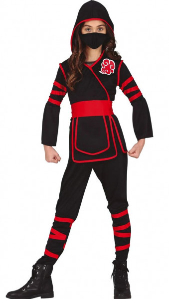 Ninja Kinderkostüm schwarz-rot