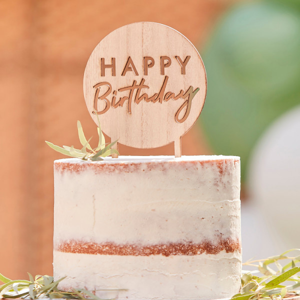 Happy Birthday Cake Topper aus Holz