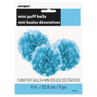 Fluffy Pompon Hellblau 23cm 3er Set