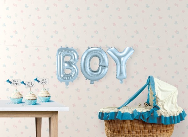 Folienballon Schriftzug Boy silberblau 2