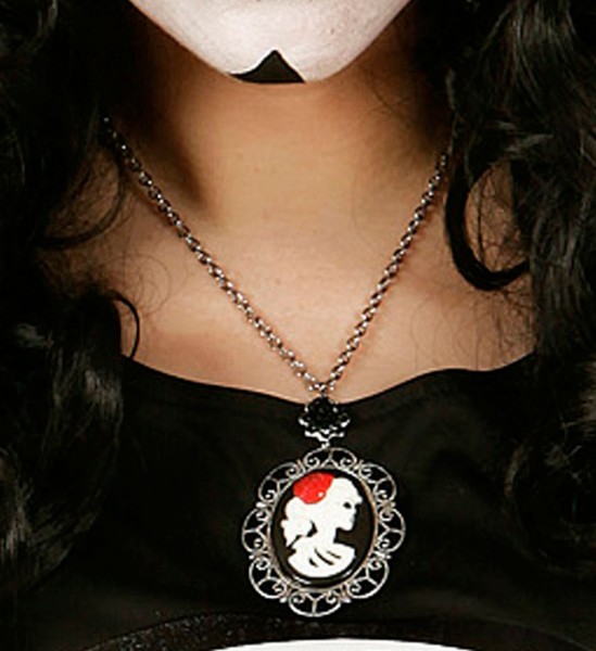 Silberne Cameo Schädel Kette