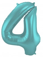 Aqua Zahl 4 Folienballon 86cm
