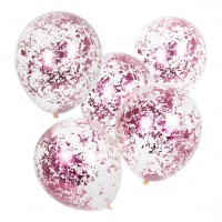 5 Latexballons pink Confetti 30cm