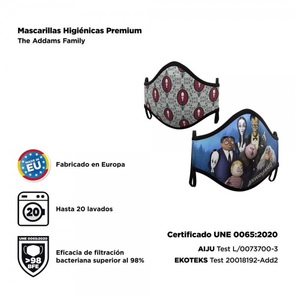 2 Mund Nasen Masken Addams Family für Kinder 2