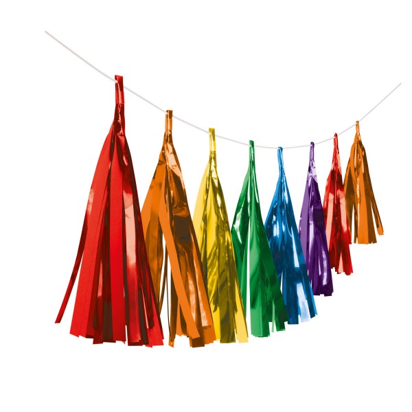 Shiny Rainbow Fransengirlande 3m