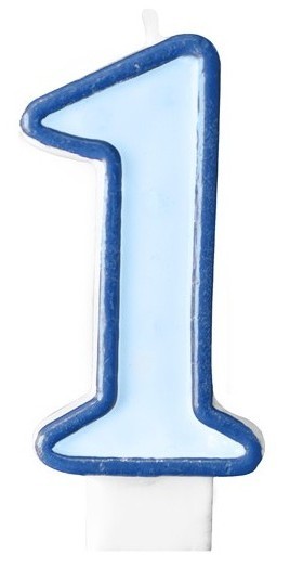 Zahlenkerze 1 blau 7cm