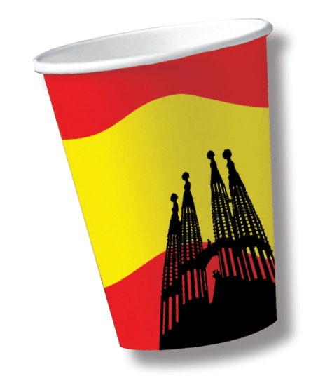 10 Spanien Pappbecher Barcelona 200ml