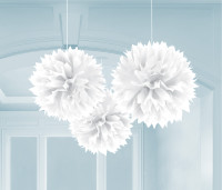 3 Romance Pompons weiß