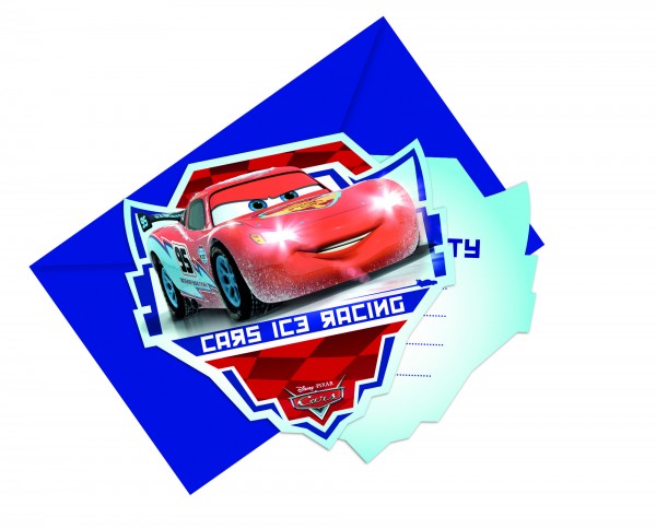 6 Cars Ice Racer Einladungskarten