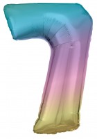 Edler Regenbogen Zahl 7 Ballon 86cm
