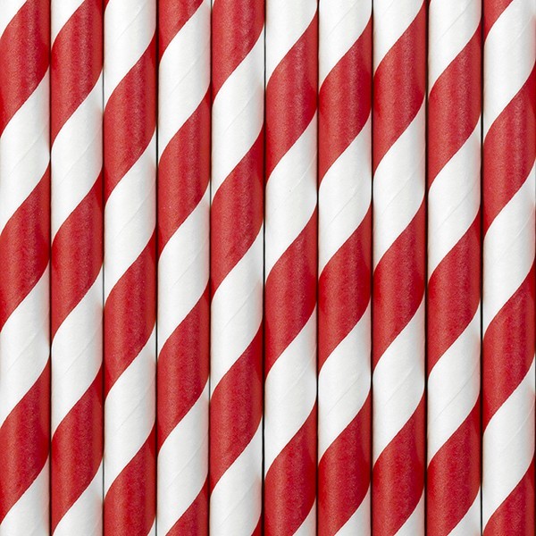 10 Strohhalme Rot-Weiß 3