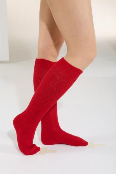 Rote Kniestrümpfe Mit Strickmuster