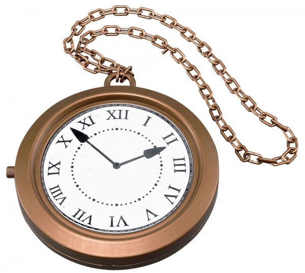 Medaillonkette mit Uhranhänger in Bronze-Gold