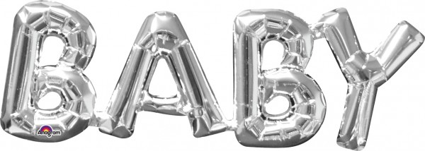 Folienballon Schriftzug Baby silber 66x22cm