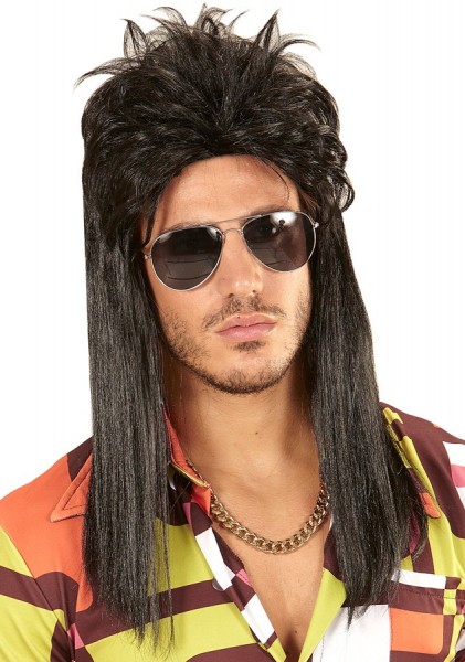 Schwarze Vokuhila Perücke 3