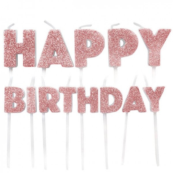 Glam Birthday Tortenkerzen roségold 7cm