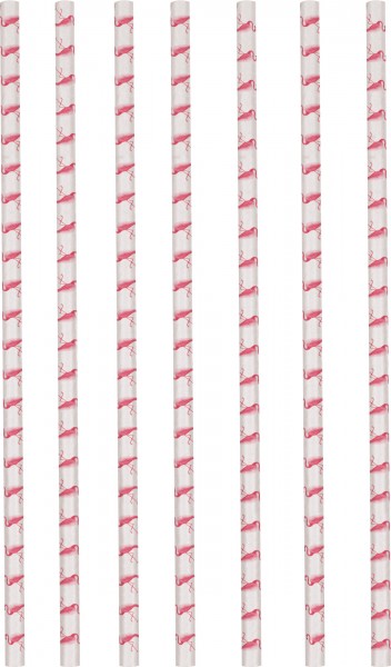 12 Flamingo Paradise Papier Strohhalme