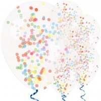 6 Bunte Konfetti Ballons Surprise 28cm