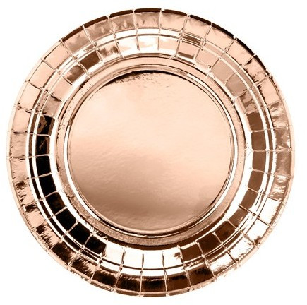 6 Roségold metallic Pappteller 18cm