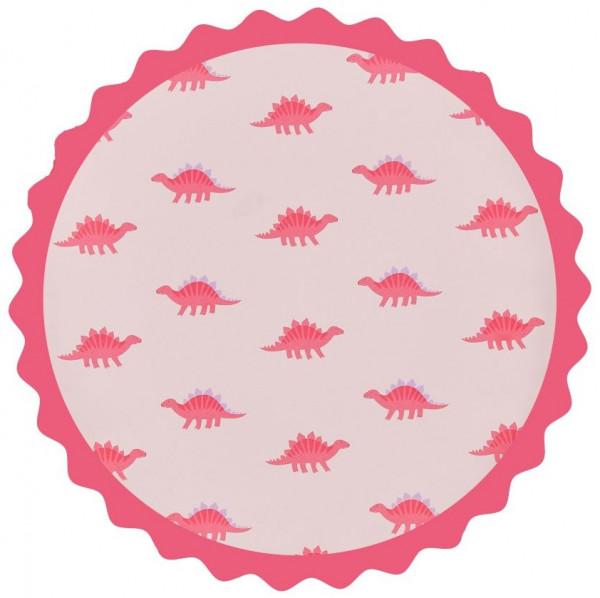 8 Pink Dino Party Eco Pappteller 25cm